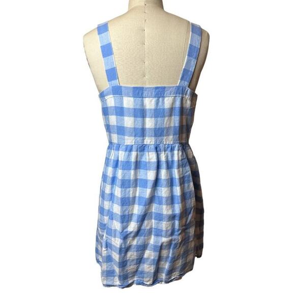 J. Crew Factory Blue White Check Print Sleeveless Dress Women's Size 6 - Picture 3 of 6